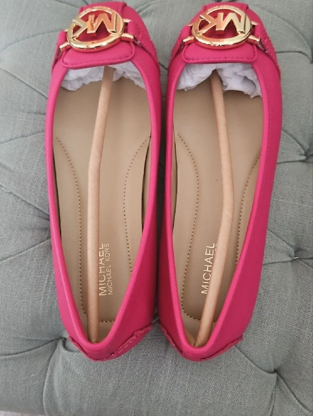 Michael Kors Hot Pink Ballet Flats with Gold Hardware